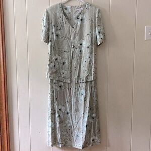⭐️ Vintage Dressbarn Women Pastel Floral Short Sleeve Maxi Dress 14W